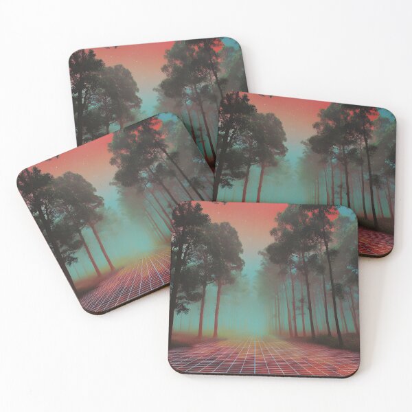 Item preview, Synthwave misty forest landscape designed and sold by Newrealis.