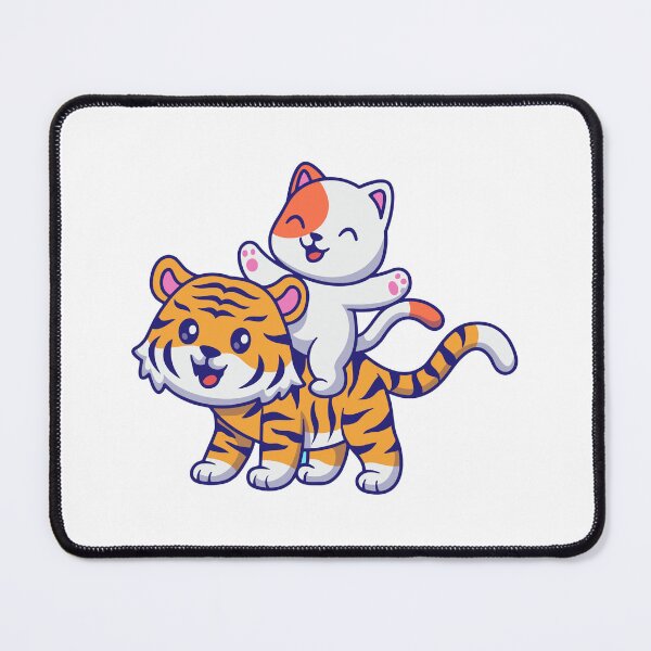 Item preview, Cute Cat Riding on Back of Little Tiger Illustration designed and sold by Chrislogo.