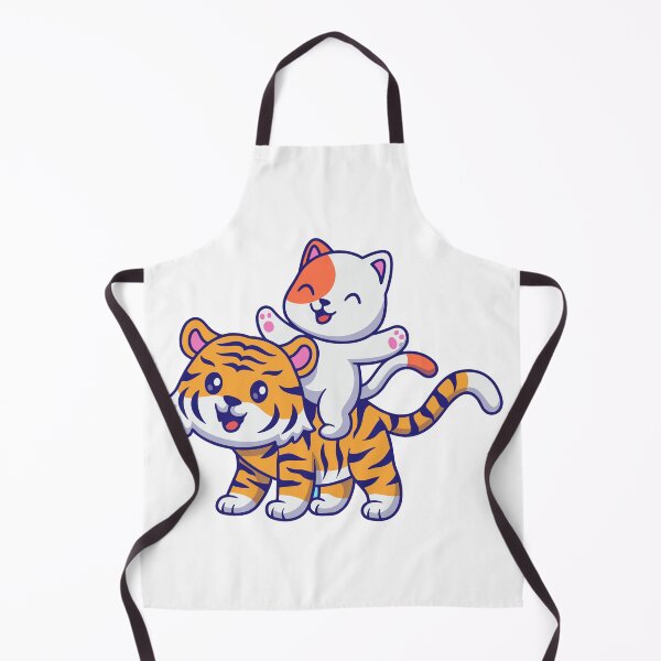 Item preview, Cute Cat Riding on Back of Little Tiger Illustration designed and sold by Chrislogo.