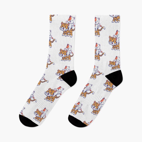 Item preview, Cute Cat Riding on Back of Little Tiger Illustration designed and sold by Chrislogo.