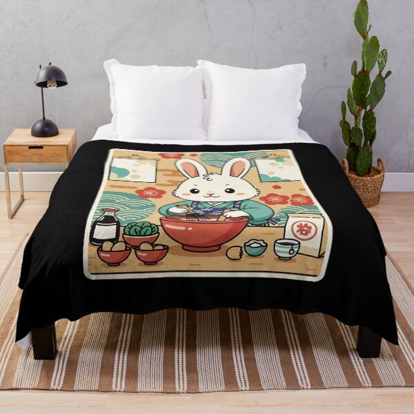 Item preview, Cute Bunny Making Ramen in Cozy Japanese Kitchen designed and sold by JordynLadukeg65.