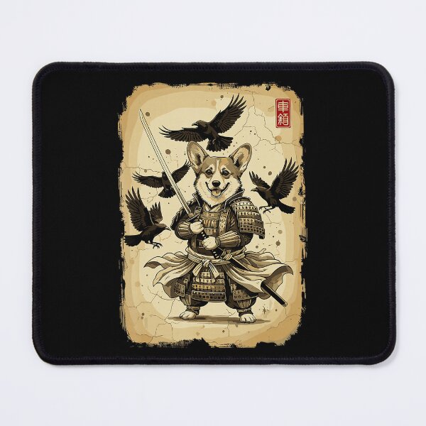 Item preview, Vintage Samurai Corgi Warrior with Ravens and Classic Armor designed and sold by titanlevi.