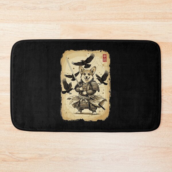Item preview, Vintage Samurai Corgi Warrior with Ravens and Classic Armor designed and sold by titanlevi.