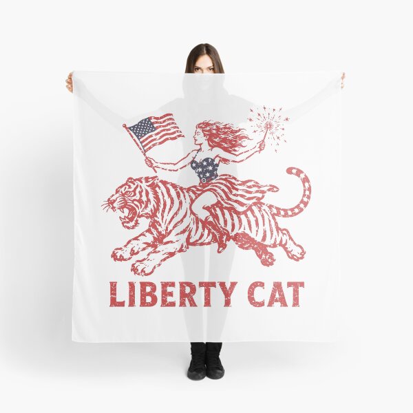 Artikelvorschau, Freiheitskatze reitet Tiger, patriotische amerikanische Flagge, Vintage entworfen und verkauft von zalderian100.