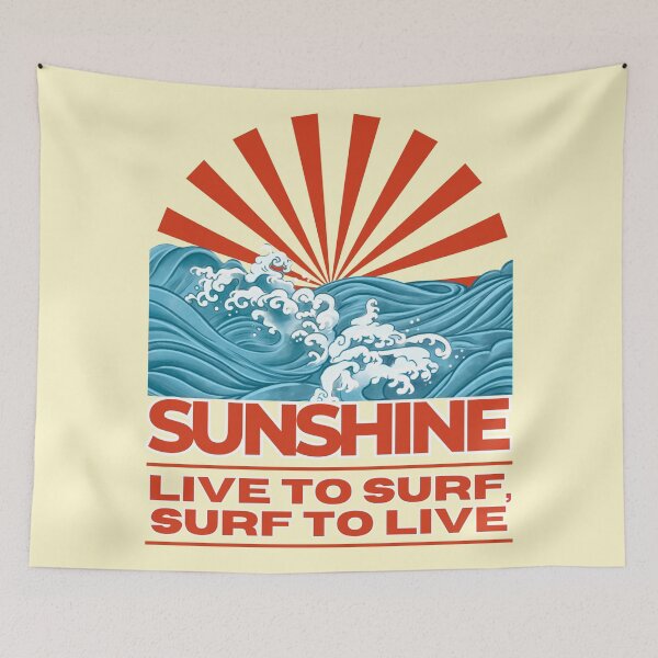 Item preview, Vintage Sunshine Japanese Wave Surf Design designed and sold by SilverSeaBKK.
