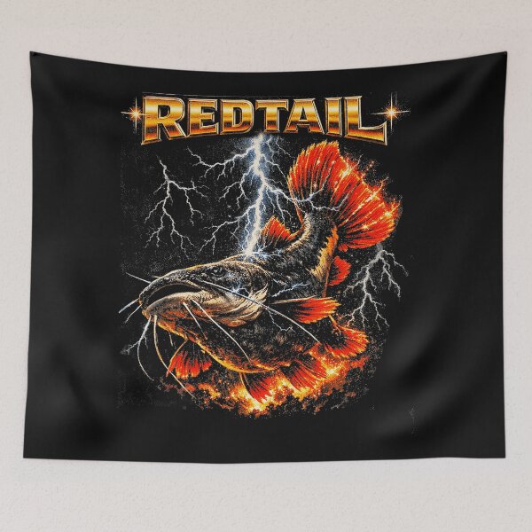 Item preview, Redtail Catfish Heavy Metal Retro Aquarium Fish Lightning designed and sold by Masonixem.