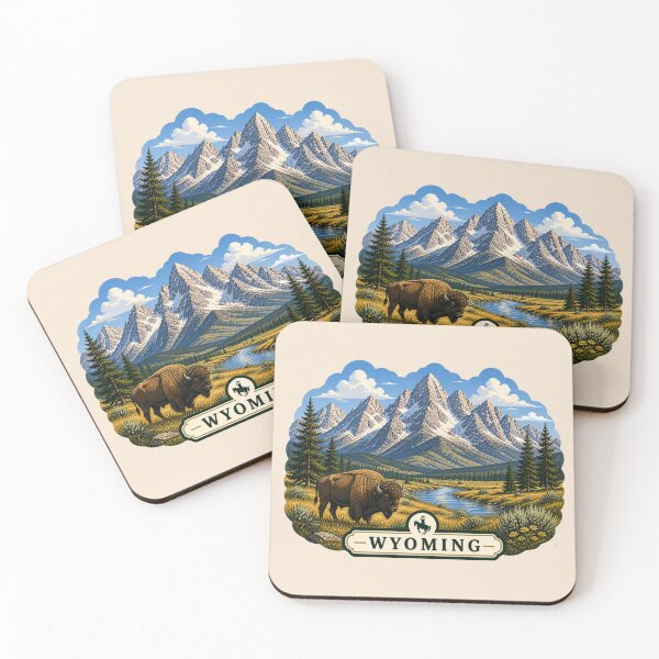 Item preview, Wyoming - Mountains & Bison designed and sold by Myra365Art.