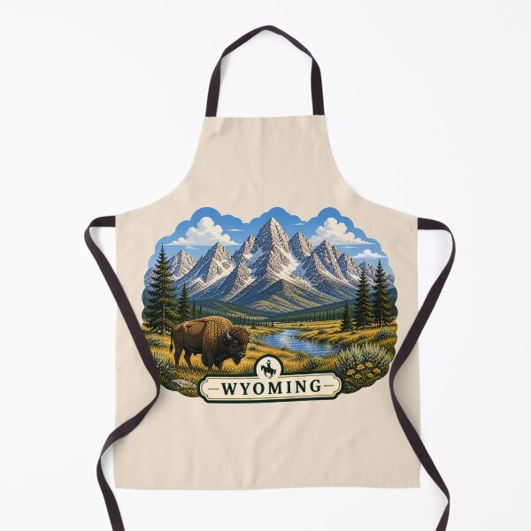 Item preview, Wyoming - Mountains & Bison designed and sold by Myra365Art.
