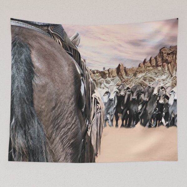 Item preview, MUSTERING CATTLE OUTBACK, COW HORSE AND CATTLE designed and sold by Barbara Jean Photo Art And Design.