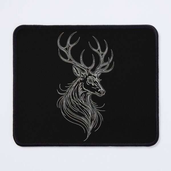 Item preview, Black and White Deer Line Art Illustration designed and sold by UrbanPrts.