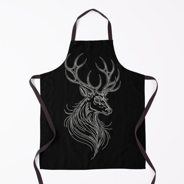 Item preview, Black and White Deer Line Art Illustration designed and sold by UrbanPrts.