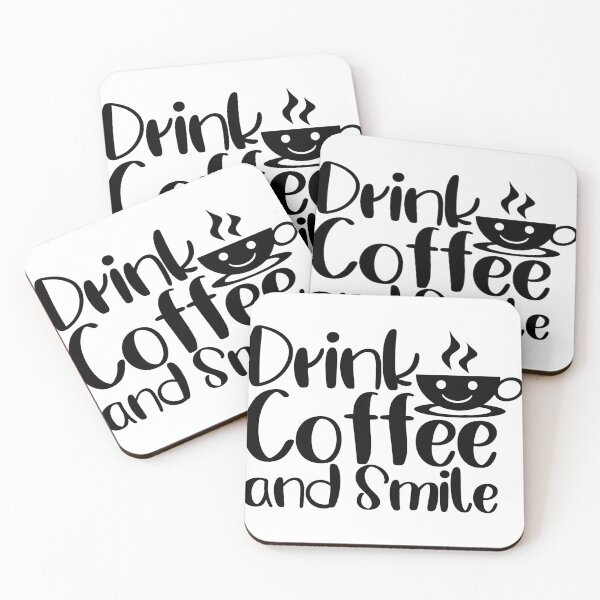 Item preview, Drink Coffee and Smile Positive Typography designed and sold by FlatInkStudio.