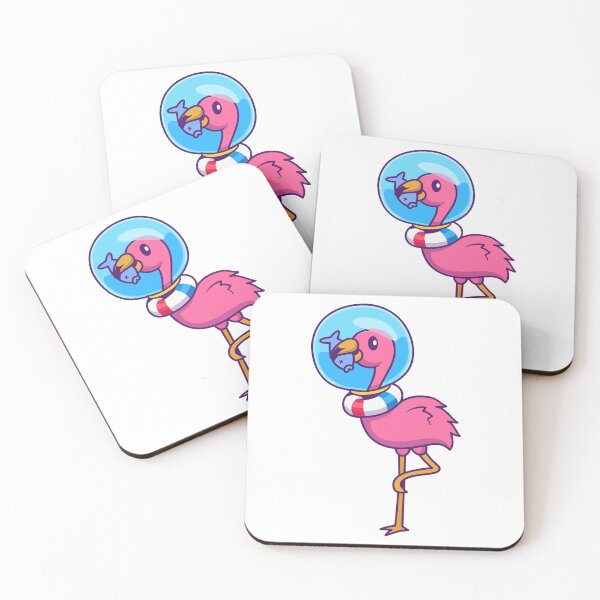 Item preview, Cute Space Flamingo Astronaut with Fish Cartoon designed and sold by Klashnekoff.
