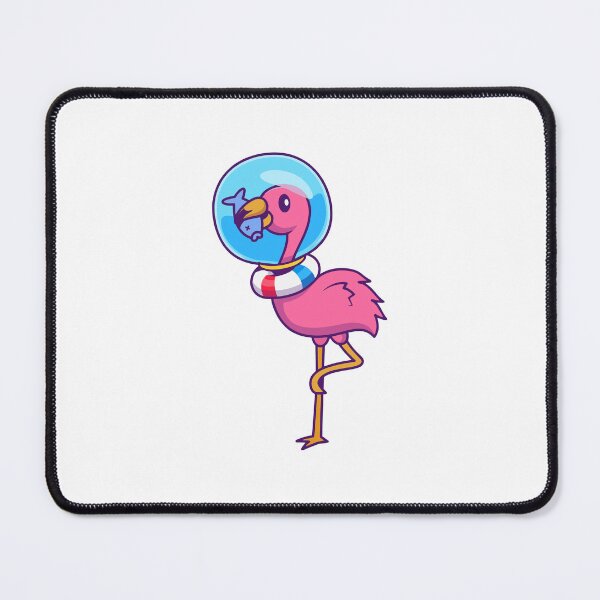 Item preview, Cute Space Flamingo Astronaut with Fish Cartoon designed and sold by Klashnekoff.