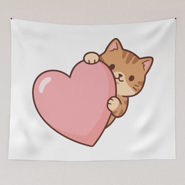 Item preview, Peek-a-Boo Ginger Tabby Cat Holding a Soft Pink Heart designed and sold by KrisGraphic45.