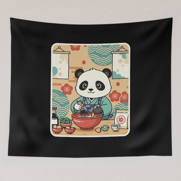 Item preview, Cute Panda Making Ramen in Traditional Japanese Kitchen designed and sold by JordynLadukeg65.