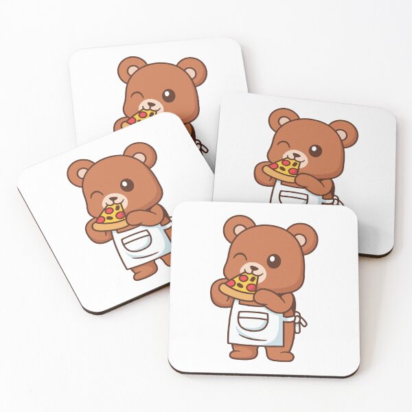 Item preview, Cute Chef Teddy Bear Eating Pizza Cartoon designed and sold by Klashnekoff.
