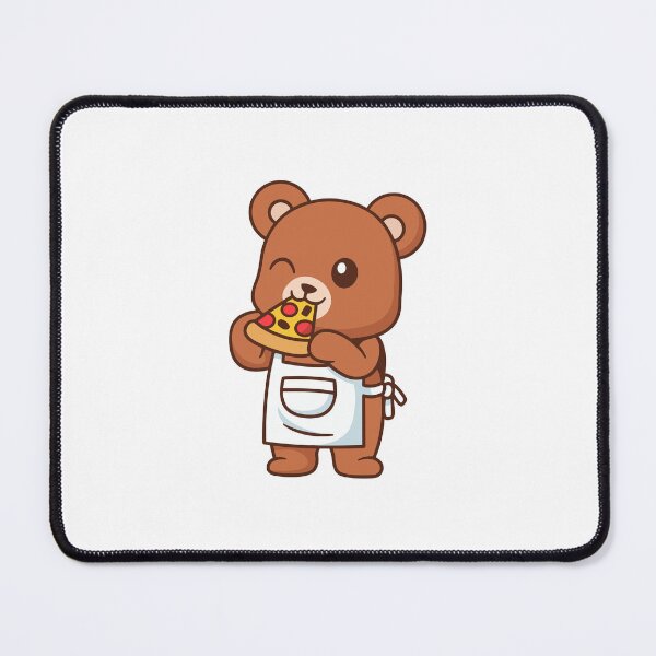 Item preview, Cute Chef Teddy Bear Eating Pizza Cartoon designed and sold by Klashnekoff.
