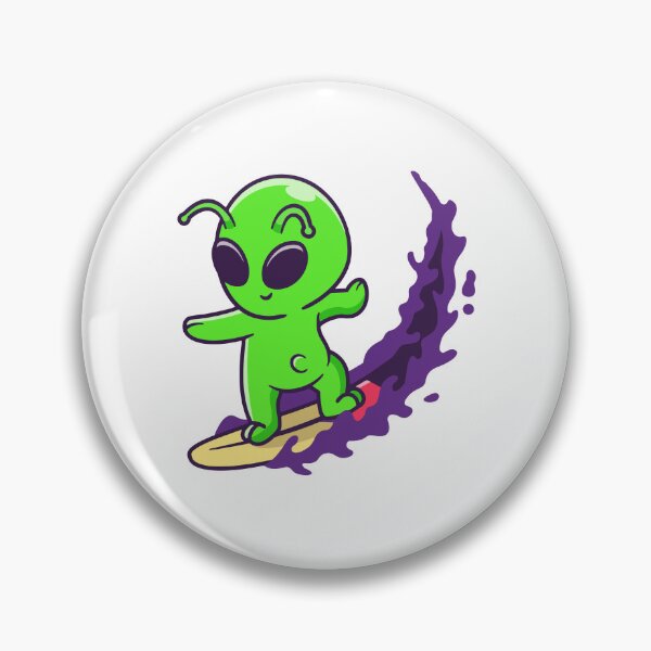 Item preview, Cute Green Alien Surfing in Space Cartoon designed and sold by Klashnekoff.