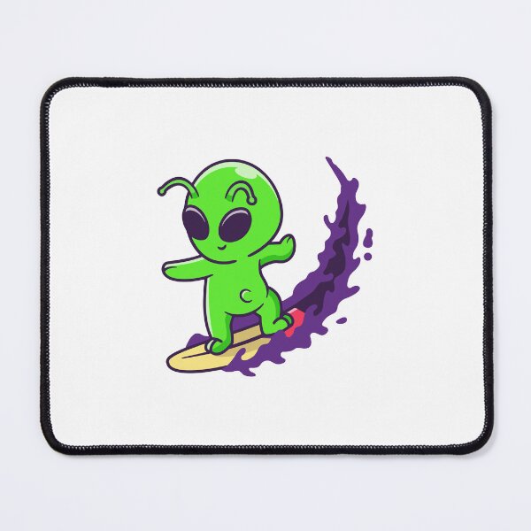 Item preview, Cute Green Alien Surfing in Space Cartoon designed and sold by Klashnekoff.