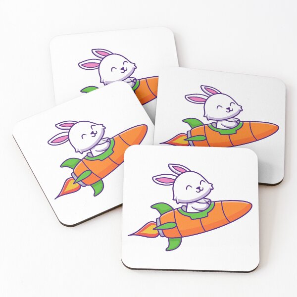 Item preview, Cute Bunny Riding Carrot Rocket Ship Cartoon designed and sold by Klashnekoff.