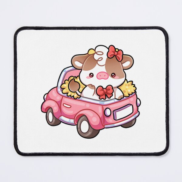 Item preview, Backroad Country Cow Cute Calf Driving Pink Car Art designed and sold by mokopuniarts.
