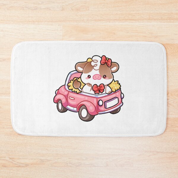 Item preview, Backroad Country Cow Cute Calf Driving Pink Car Art designed and sold by mokopuniarts.