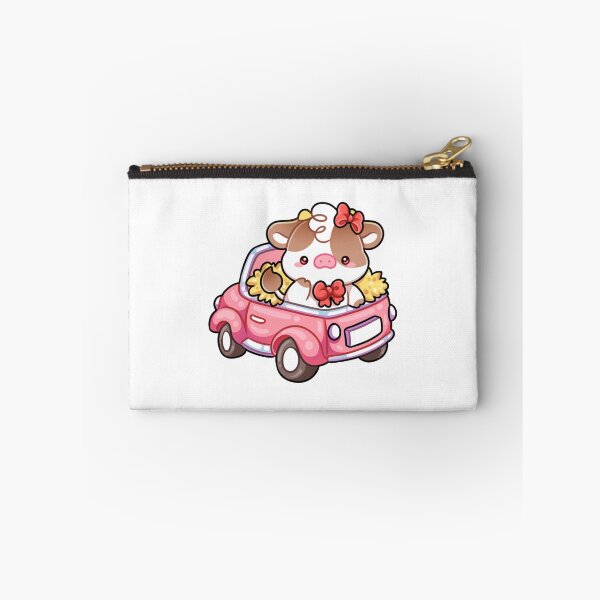 Item preview, Backroad Country Cow Cute Calf Driving Pink Car Art designed and sold by mokopuniarts.