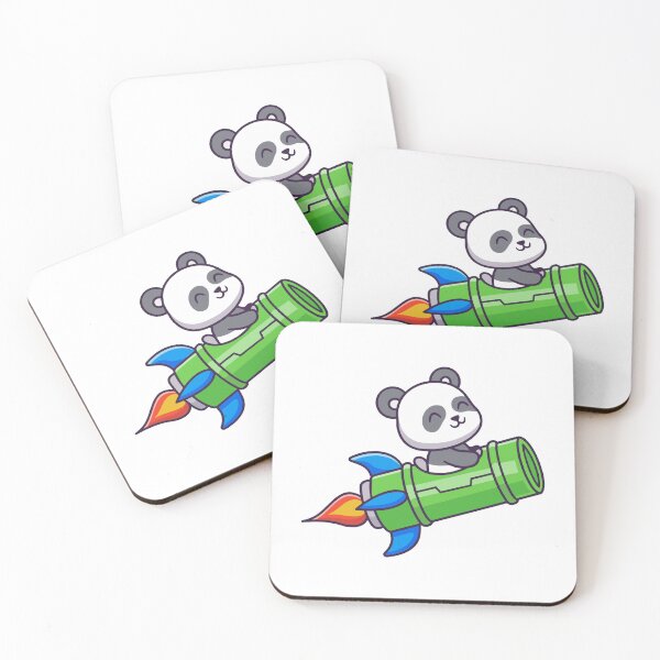 Item preview, Cute Panda Riding Bamboo Rocket Ship Cartoon designed and sold by Klashnekoff.
