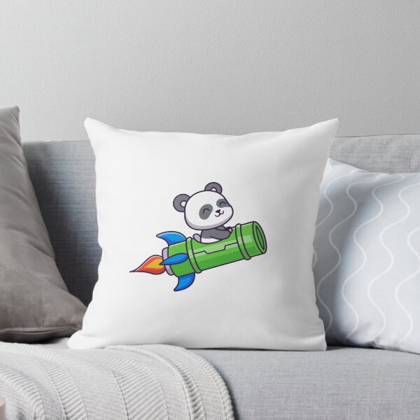 Item preview, Cute Panda Riding Bamboo Rocket Ship Cartoon designed and sold by Klashnekoff.