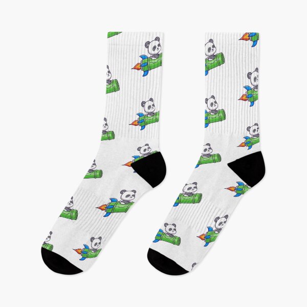 Item preview, Cute Panda Riding Bamboo Rocket Ship Cartoon designed and sold by Klashnekoff.