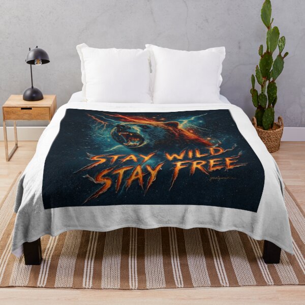 Item preview, Stay Wild Stay Free — Bold Rock Inspirational Art Print designed and sold by CosmicRockArt.