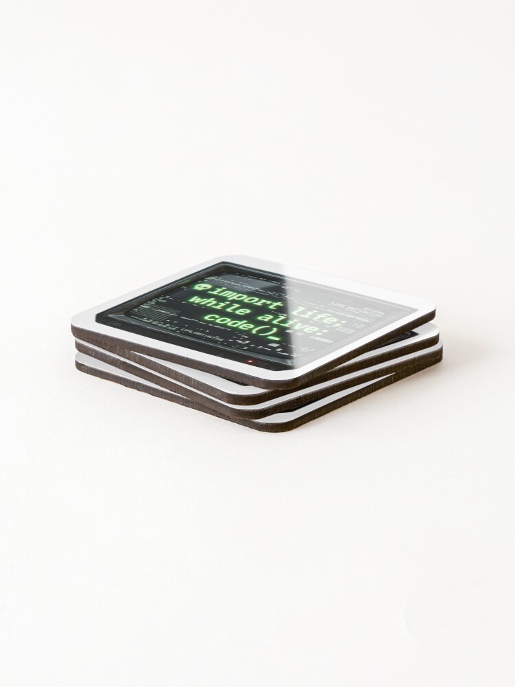 Thumbnail 4 of 5, Coasters (Set of 4), Python Code Programmer Glitch Terminal Tech Humor designed and sold by PictoVibe.