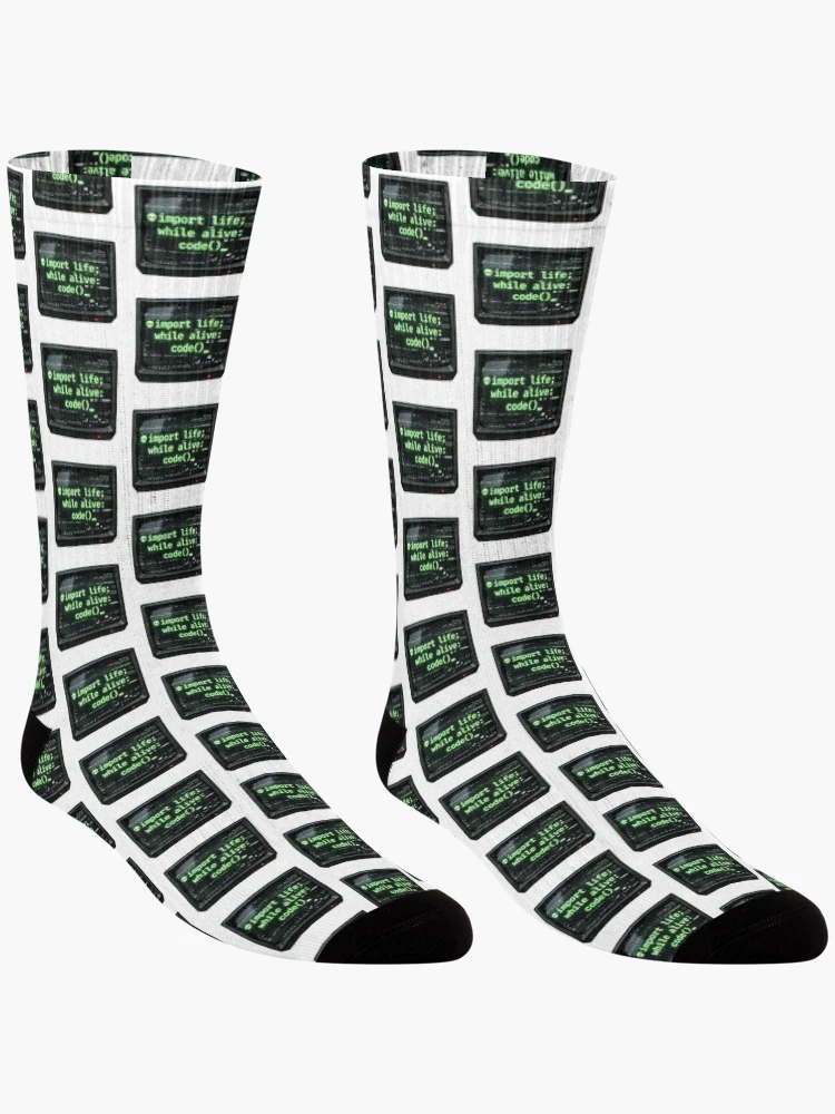Thumbnail 3 of 5, Socks, Python Code Programmer Glitch Terminal Tech Humor designed and sold by PictoVibe.