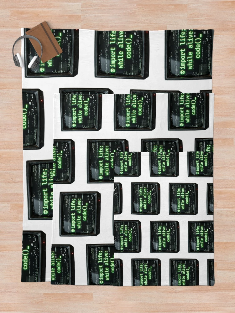 Thumbnail 5 of 6, Throw Blanket, Python Code Programmer Glitch Terminal Tech Humor designed and sold by PictoVibe.
