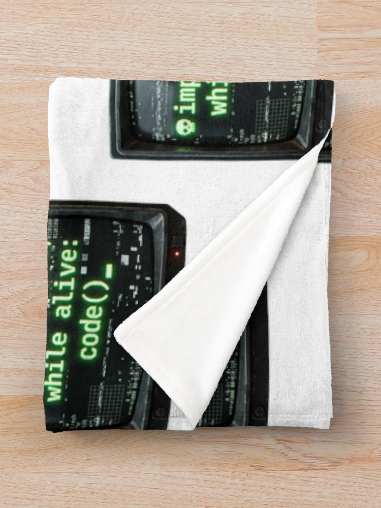 Thumbnail 3 of 6, Throw Blanket, Python Code Programmer Glitch Terminal Tech Humor designed and sold by PictoVibe.