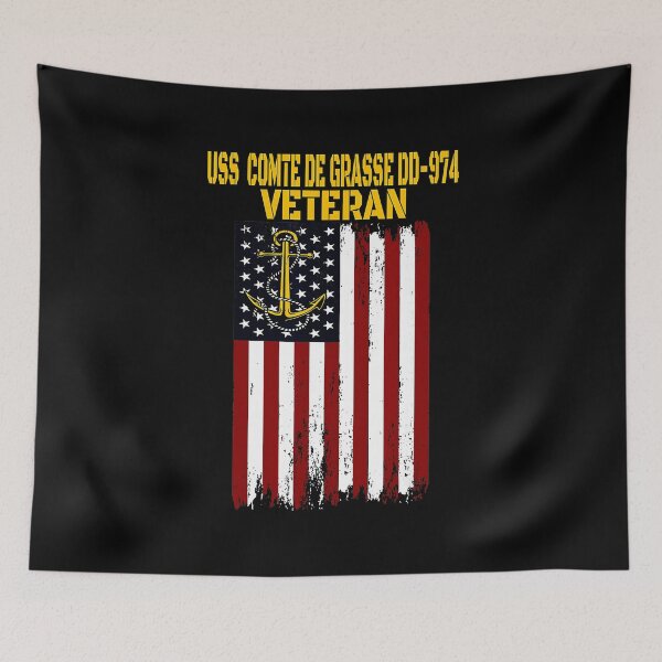 Item preview, USS Comte De Grasse Veteran Tribute With Patriotic Naval Flag designed and sold by zamiokaline.