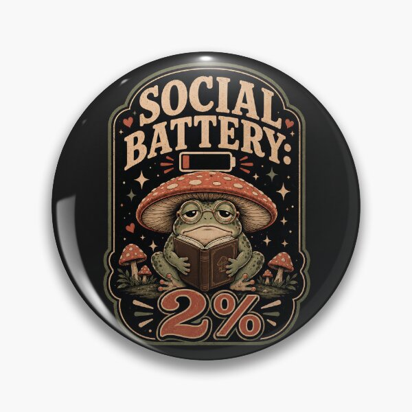Item preview, Social Battery 2% Frog Reading Introvert designed and sold by JerdbordinShop.