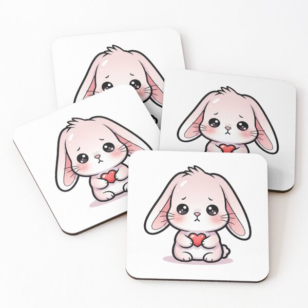 Item preview, Cute Sad Bunny Minimal Heart Valentine Animal Illustration designed and sold by Osmose-Studio ⭐⭐⭐⭐⭐.