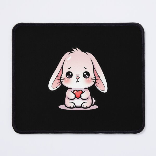 Item preview, Cute Sad Bunny Minimal Heart Valentine Animal Illustration designed and sold by Osmose-Studio ⭐⭐⭐⭐⭐.