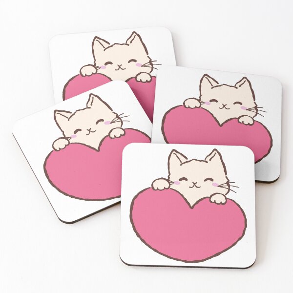 Item preview, Cream-Colored Kitten Peeking Over a Vibrant Pink Heart designed and sold by KrisGraphic45.