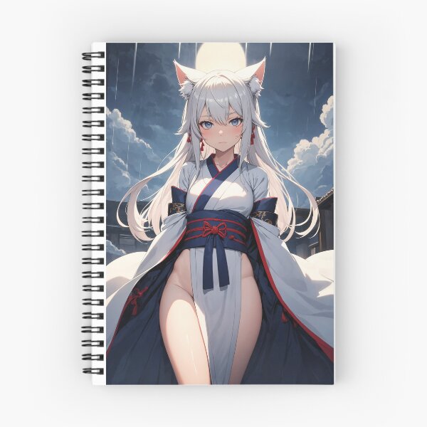Item preview, White Hair Kitsune Anime Shrine Maiden Miko Art - Uchitsami Kyozume designed and sold by iloveanimechibi.