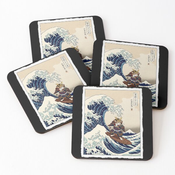 Item preview, Samurai Cat Riding Giant Ocean Wave In Vintage Ukiyoe Style designed and sold by titanlevi.
