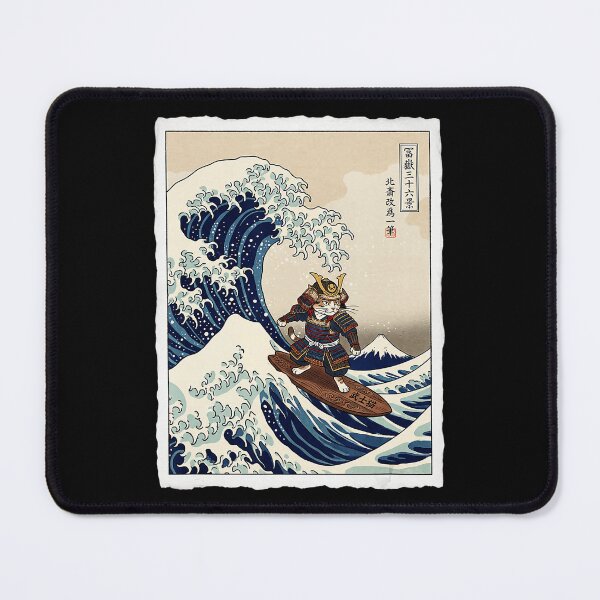 Item preview, Samurai Cat Riding Giant Ocean Wave In Vintage Ukiyoe Style designed and sold by titanlevi.