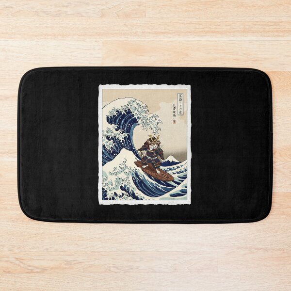 Item preview, Samurai Cat Riding Giant Ocean Wave In Vintage Ukiyoe Style designed and sold by titanlevi.