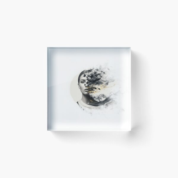 Item preview, Abstract Surreal Woman Face Birds Smoke Art Illustration designed and sold by Osmose-Studio ⭐⭐⭐⭐⭐.