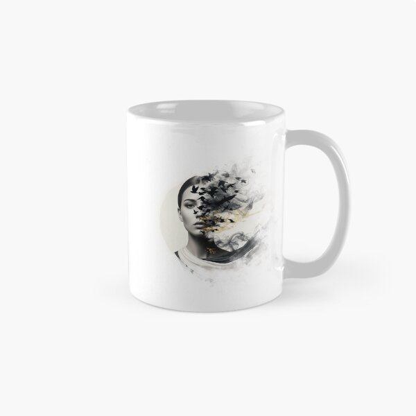 Item preview, Abstract Surreal Woman Face Birds Smoke Art Illustration designed and sold by Osmose-Studio.