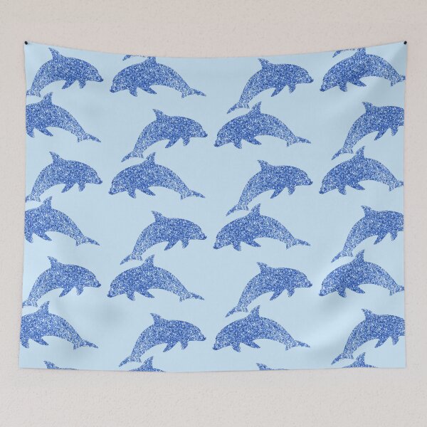 Item preview, Blue Glitter Crystal Dolphin Ocean Animal Sticker Art designed and sold by Rawafi Art Studio.