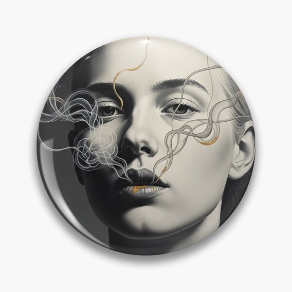 Item preview, Abstract Surreal Woman Face Gold Smoke Art Illustration designed and sold by Osmose-Studio.