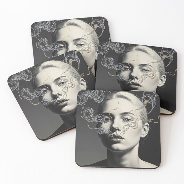 Item preview, Abstract Surreal Woman Face Gold Smoke Art Illustration designed and sold by Osmose-Studio ⭐⭐⭐⭐⭐.